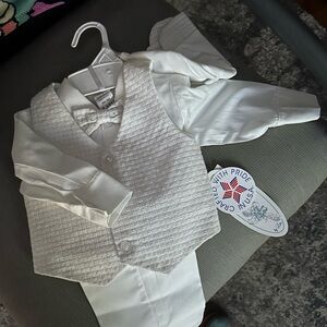 Classic White Boys' Matching Vest Set - perfect for a Christening